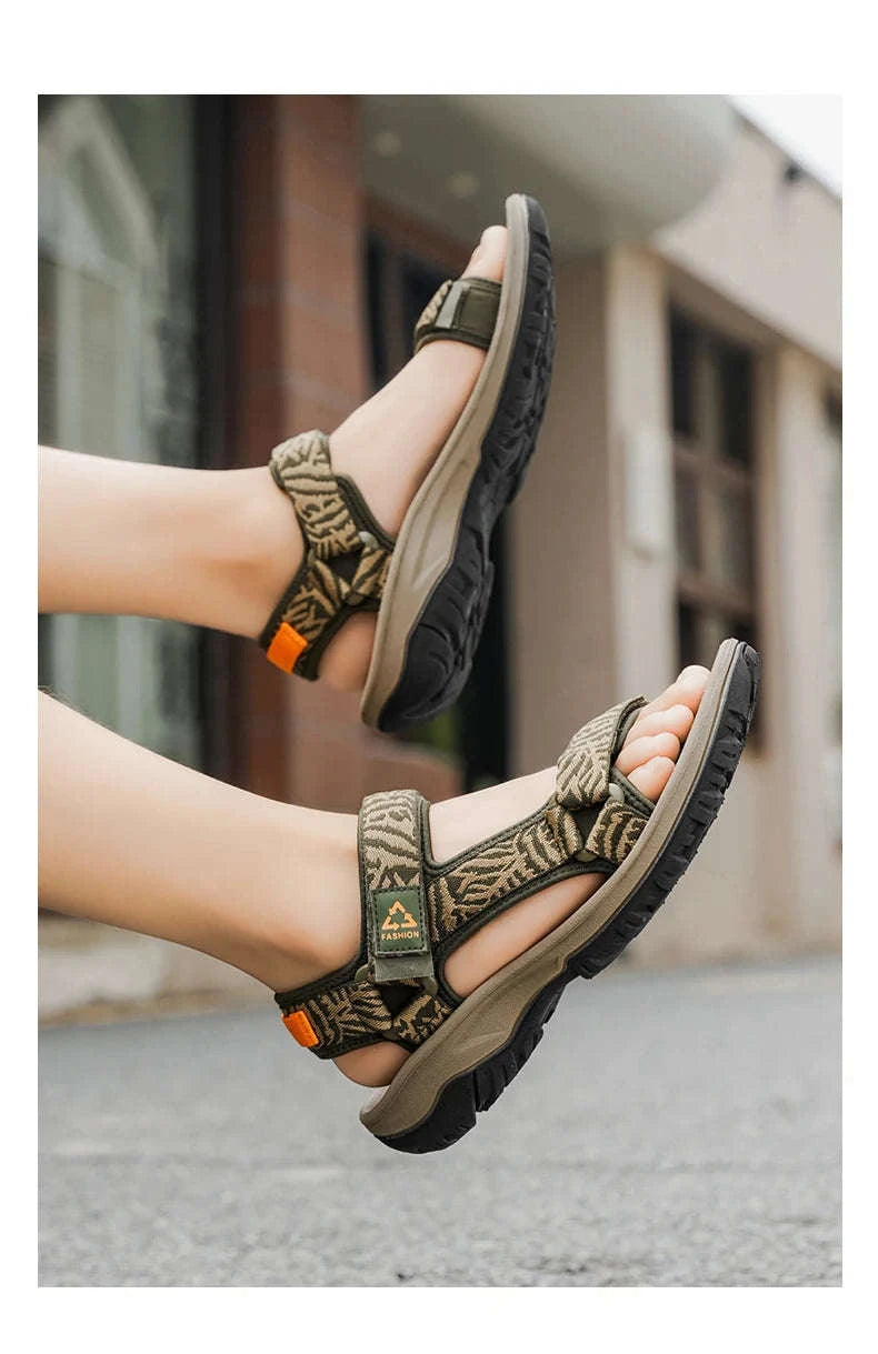 Men's Hiking Sandals Lightweight Breathable Open-Toe Casual Beach Shoes-Black / 45