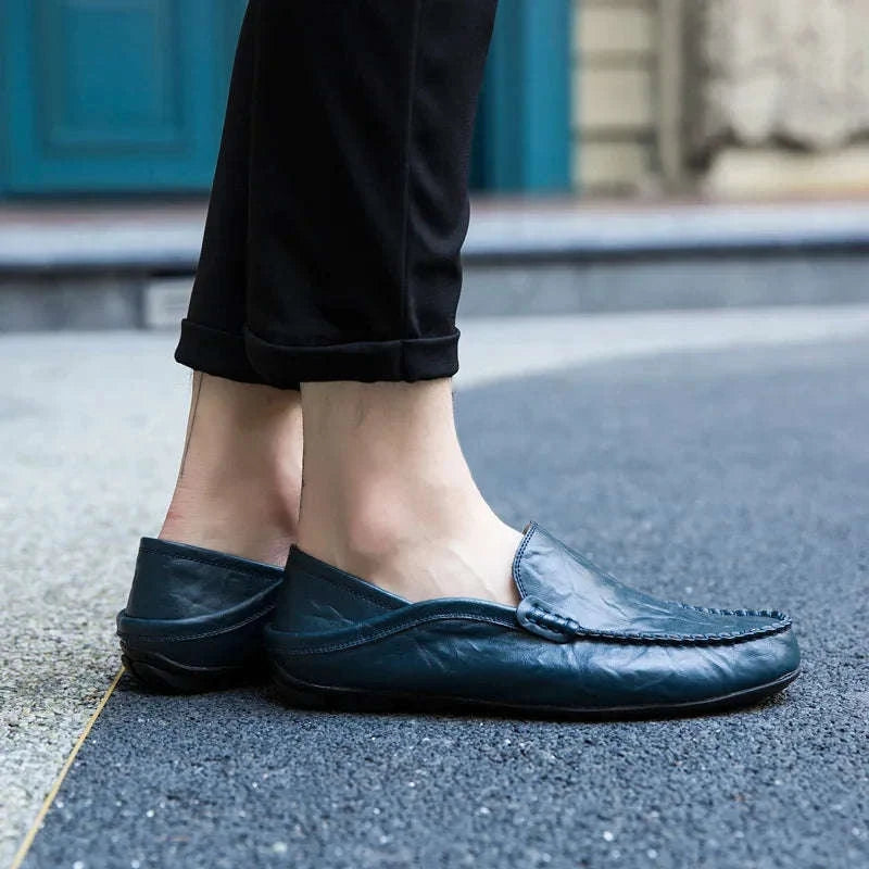 Men's Leather Slip-On Loafers Plus Size 37-47-black / 46