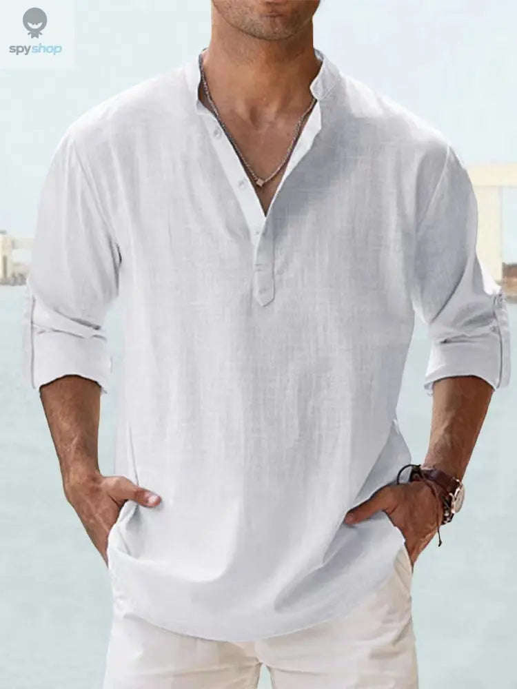Men's Lightweight Linen Shirt – Breezy Casual Style for Daily and Beach Wear-Khaki / S