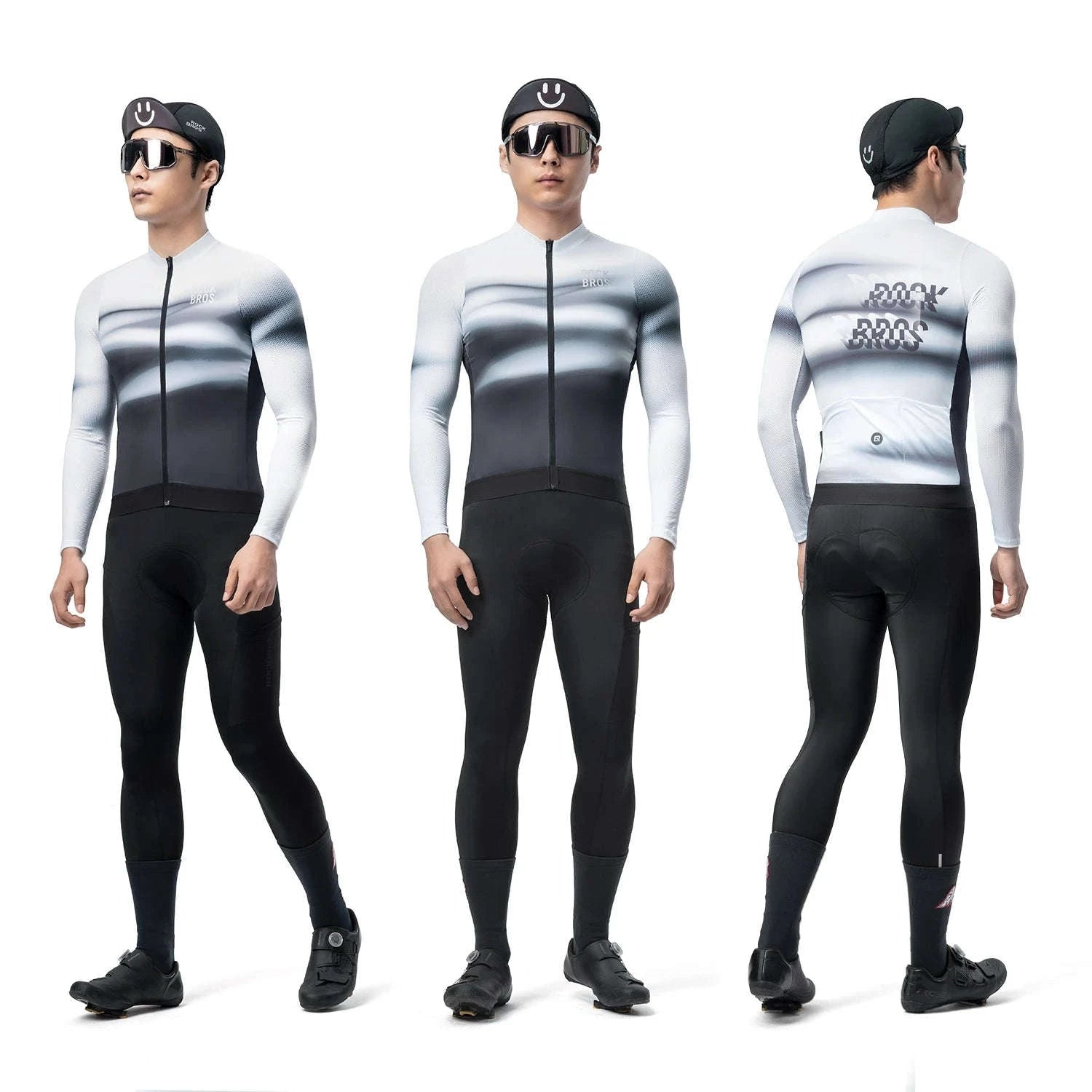Men’s Long Sleeve Cycling Jersey Slim Fit Full Zip Bike Shirt-YDWT003-2bl / Asian M(EUR S)
