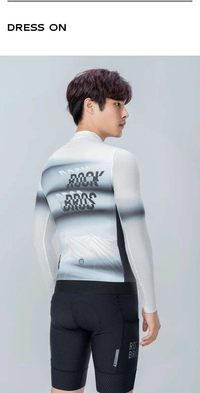 Men’s Long Sleeve Cycling Jersey Slim Fit Full Zip Bike Shirt-YDWT003-2bl / Asian M(EUR S)