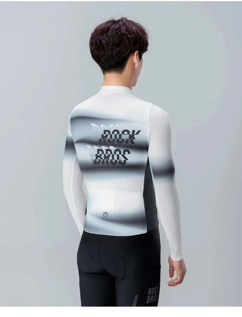 Men’s Long Sleeve Cycling Jersey Slim Fit Full Zip Bike Shirt-YDWT003-2bl / Asian M(EUR S)