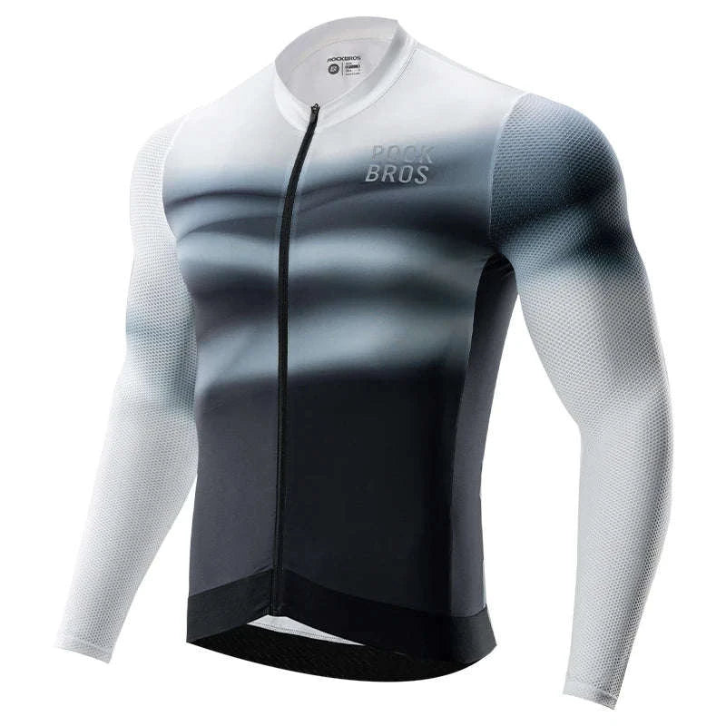 Men’s Long Sleeve Cycling Jersey Slim Fit Full Zip Bike Shirt-YDWT003-2bl / Asian M(EUR S)