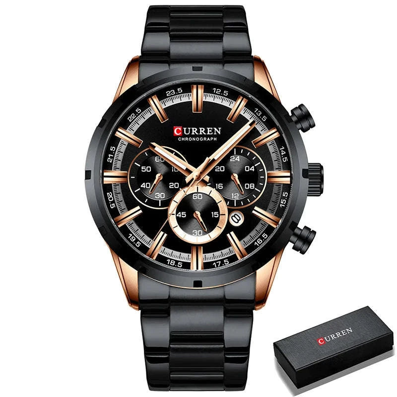 Men's Luxury Sports Chronograph Watch-Gold Black
