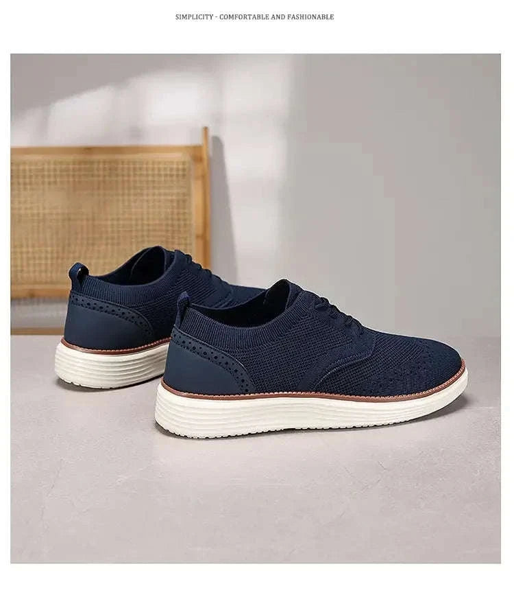 Men's Mesh Casual Sports Shoes, Anti-Slip Low-Cut Lace-Up Shoes-Blue / 46