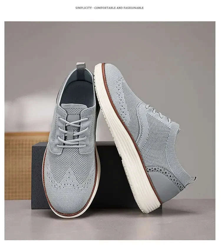 Men's Mesh Casual Sports Shoes, Anti-Slip Low-Cut Lace-Up Shoes-Blue / 46