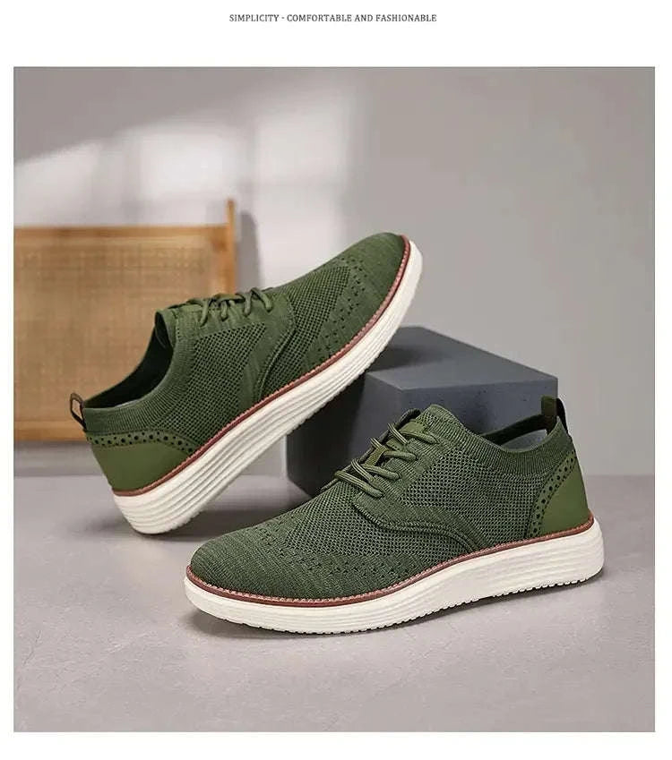 Men's Mesh Casual Sports Shoes, Anti-Slip Low-Cut Lace-Up Shoes-Blue / 46