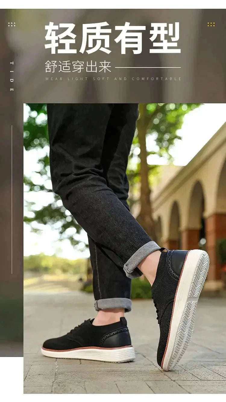 Men's Mesh Casual Sports Shoes, Anti-Slip Low-Cut Lace-Up Shoes-Blue / 46