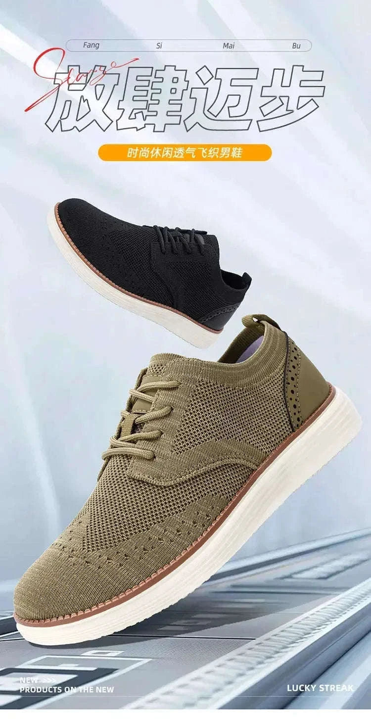 Men's Mesh Casual Sports Shoes, Anti-Slip Low-Cut Lace-Up Shoes-Blue / 46