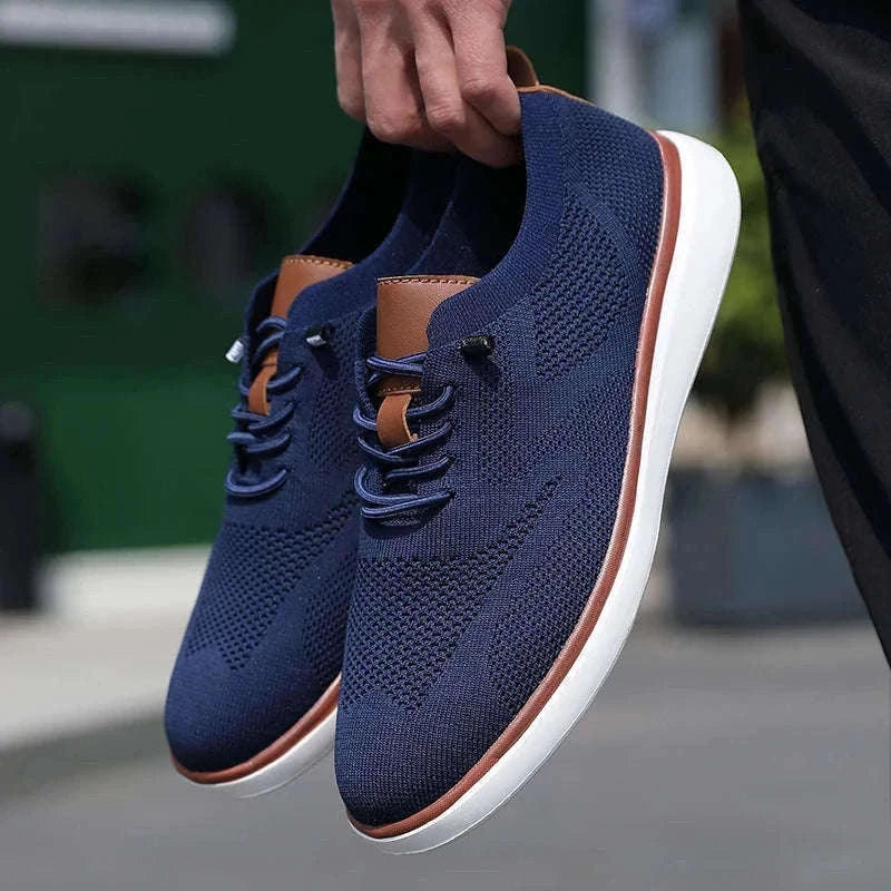 Men's Mesh Casual Sports Shoes, Anti-Slip Low-Cut Lace-Up Shoes-Blue / 46