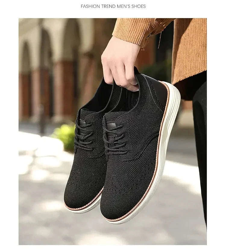 Men's Mesh Casual Sports Shoes, Anti-Slip Low-Cut Lace-Up Shoes-Blue / 46