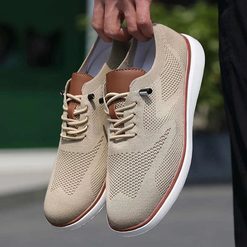 Men's Mesh Casual Sports Shoes, Anti-Slip Low-Cut Lace-Up Shoes-Blue / 46