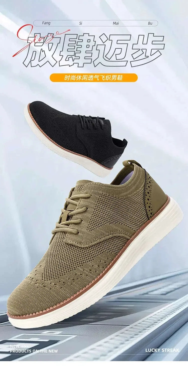Men's Mesh Casual Sports Shoes, Anti-Slip Low-Cut Lace-Up Shoes-Blue / 46
