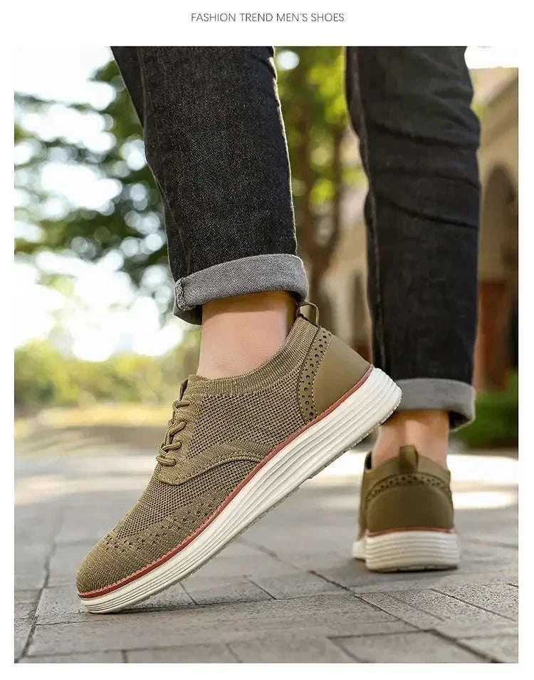 Men's Mesh Casual Sports Shoes, Anti-Slip Low-Cut Lace-Up Shoes-Blue / 46