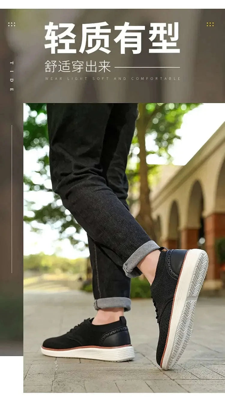 Men's Mesh Casual Sports Shoes, Anti-Slip Low-Cut Lace-Up Shoes-Blue / 46