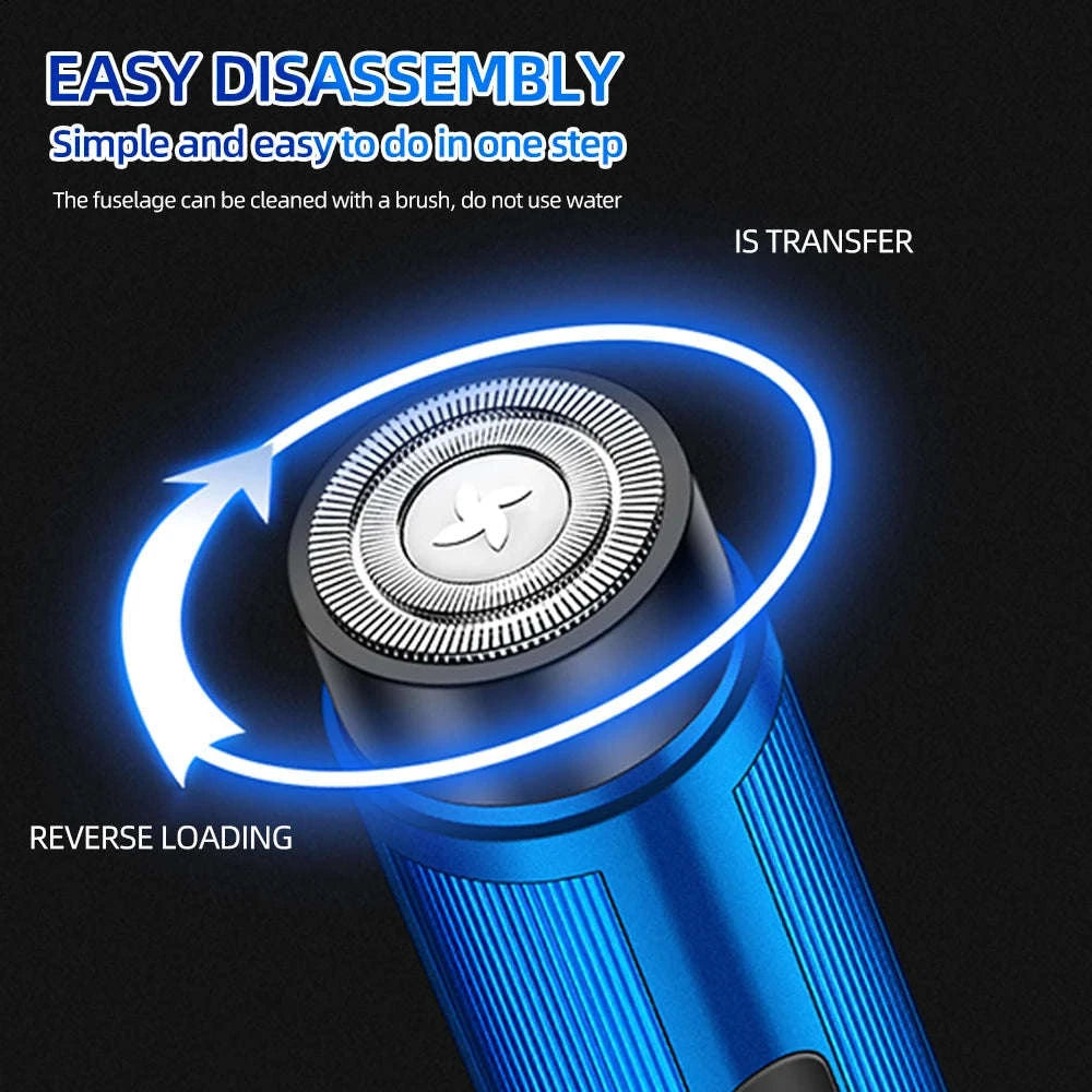 Men’s Mini Electric Shaver – Portable Rechargeable Razor-Blue set
