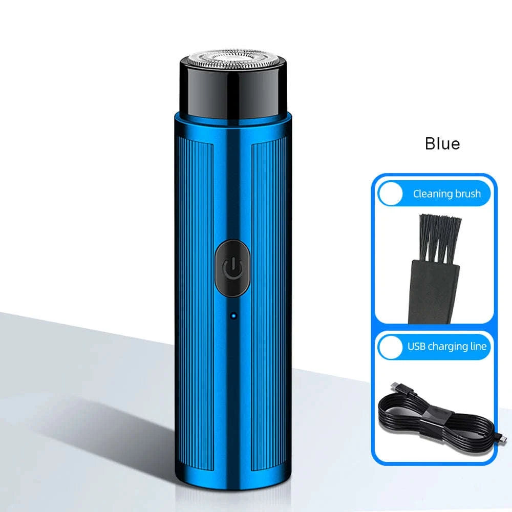 Men’s Mini Electric Shaver – Portable Rechargeable Razor-Blue set