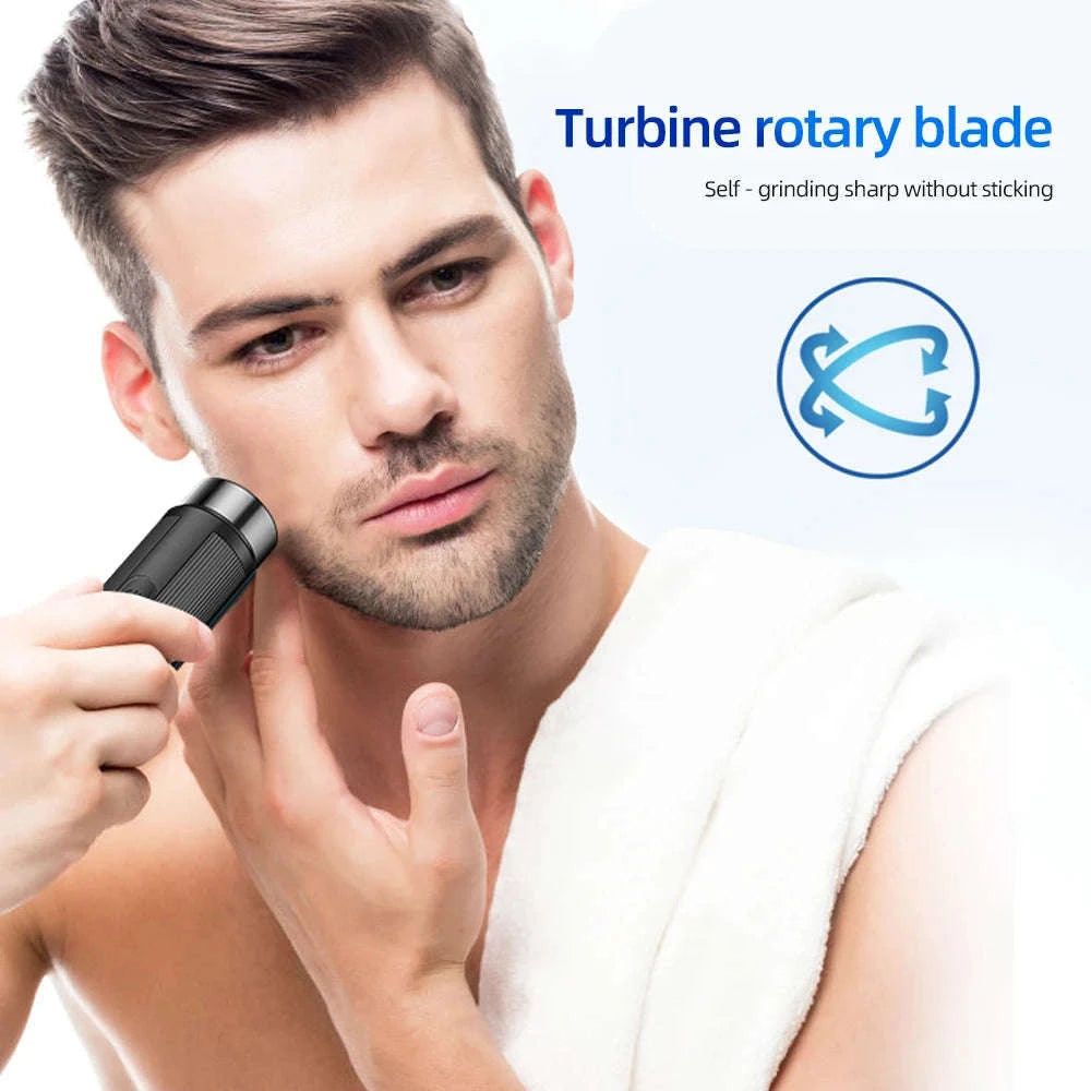 Men’s Mini Electric Shaver – Portable Rechargeable Razor-Blue set