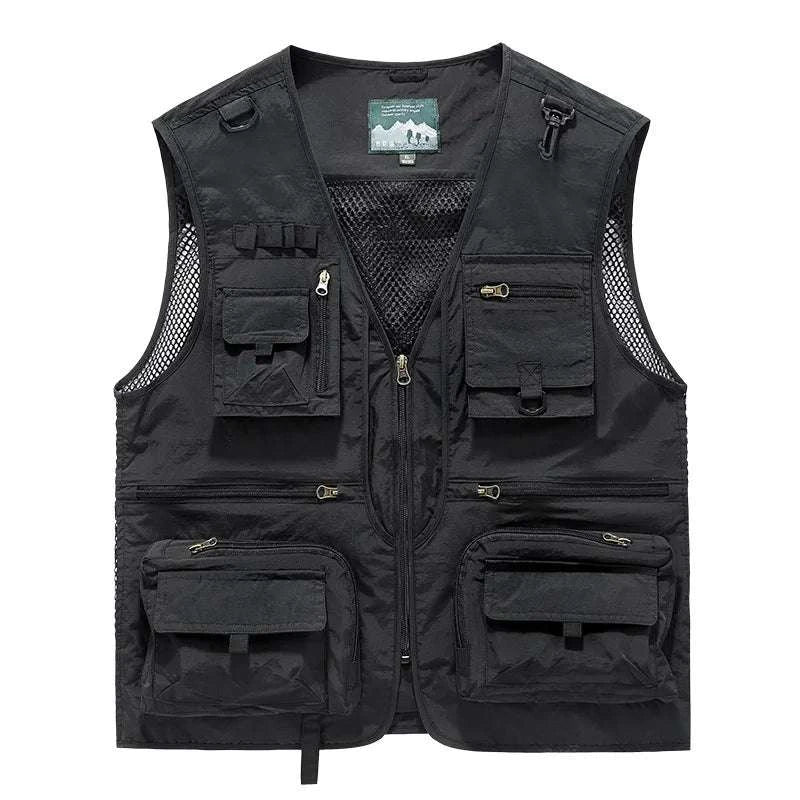 Men’s Multi-Pocket Lightweight Fishing Vest for Outdoor Spring Summer-Grey / EU size L