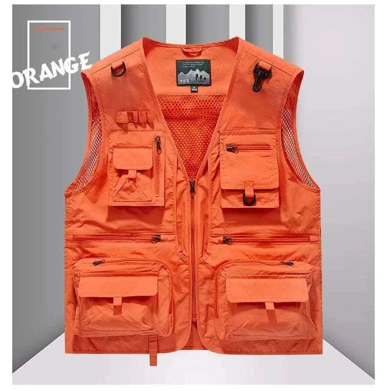 Men’s Multi-Pocket Lightweight Fishing Vest for Outdoor Spring Summer-Grey / EU size L