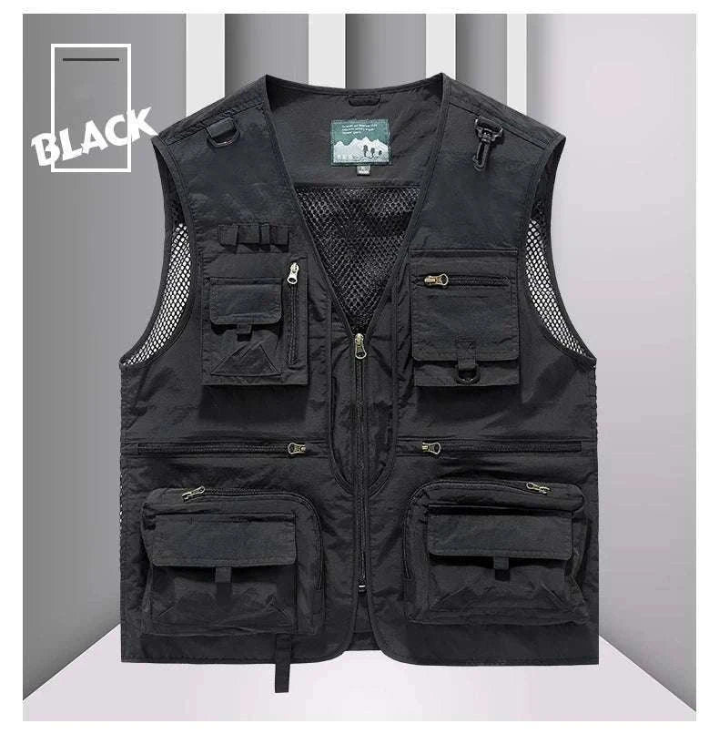 Men’s Multi-Pocket Lightweight Fishing Vest for Outdoor Spring Summer-Grey / EU size L