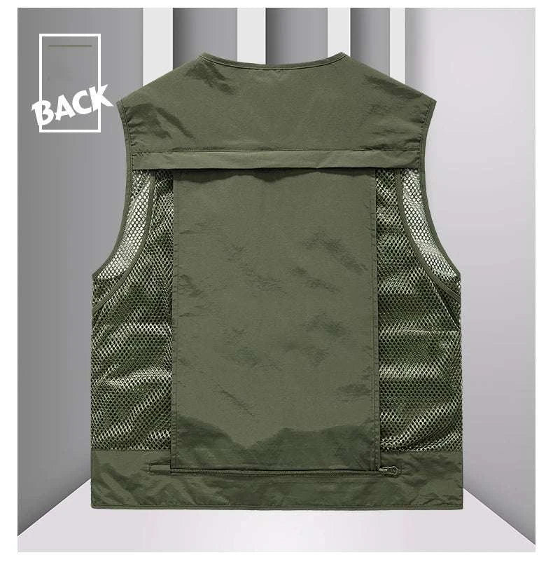 Men’s Multi-Pocket Lightweight Fishing Vest for Outdoor Spring Summer-Grey / EU size L