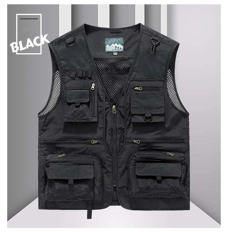 Men’s Multi-Pocket Lightweight Fishing Vest for Outdoor Spring Summer-Grey / EU size L