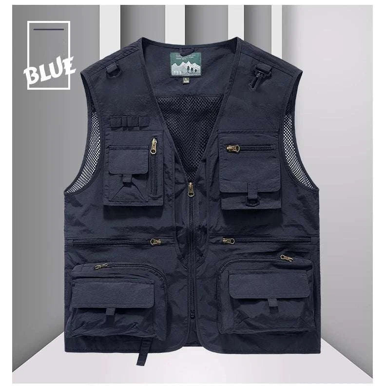 Men’s Multi-Pocket Lightweight Fishing Vest for Outdoor Spring Summer-Grey / EU size L