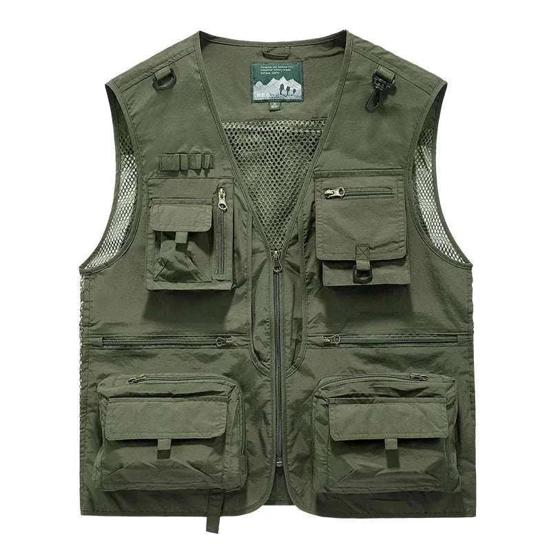 Men’s Multi-Pocket Lightweight Fishing Vest for Outdoor Spring Summer-Grey / EU size L