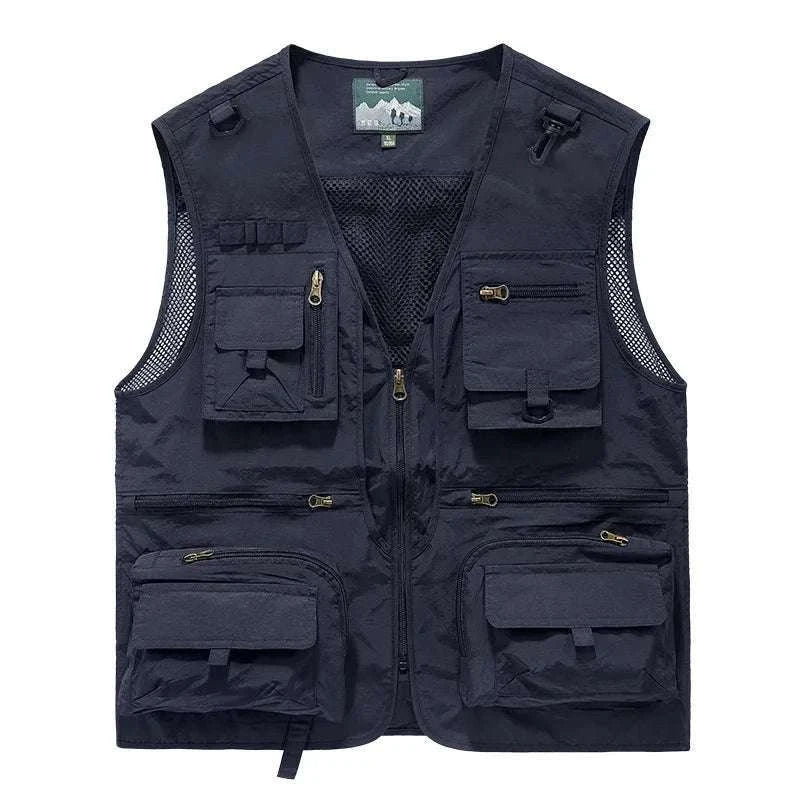 Men’s Multi-Pocket Lightweight Fishing Vest for Outdoor Spring Summer-Grey / EU size L