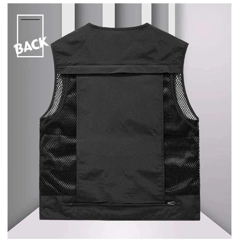 Men’s Multi-Pocket Lightweight Fishing Vest for Outdoor Spring Summer-Grey / EU size L