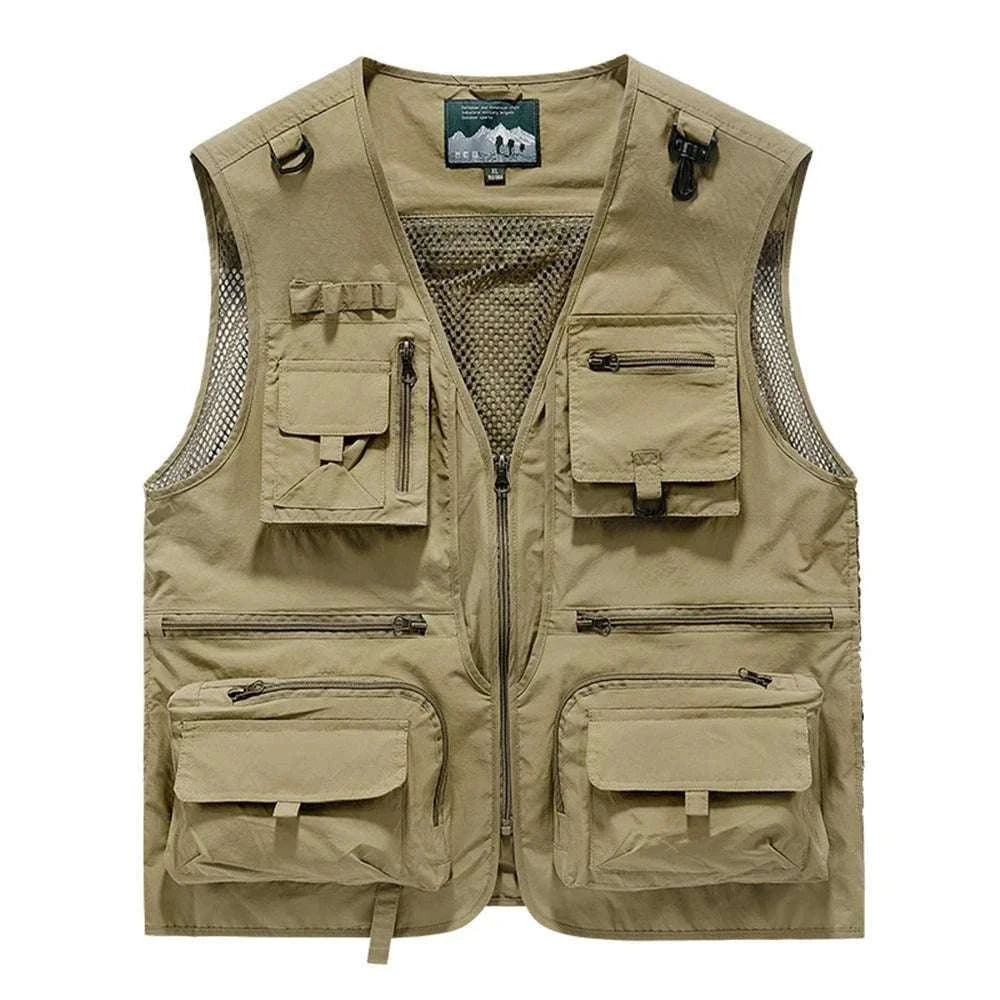 Men’s Multi-Pocket Lightweight Fishing Vest for Outdoor Spring Summer-Grey / EU size L