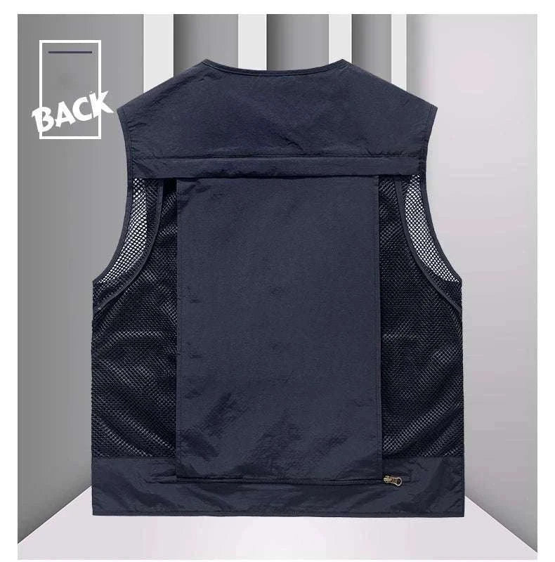 Men’s Multi-Pocket Lightweight Fishing Vest for Outdoor Spring Summer-Grey / EU size L