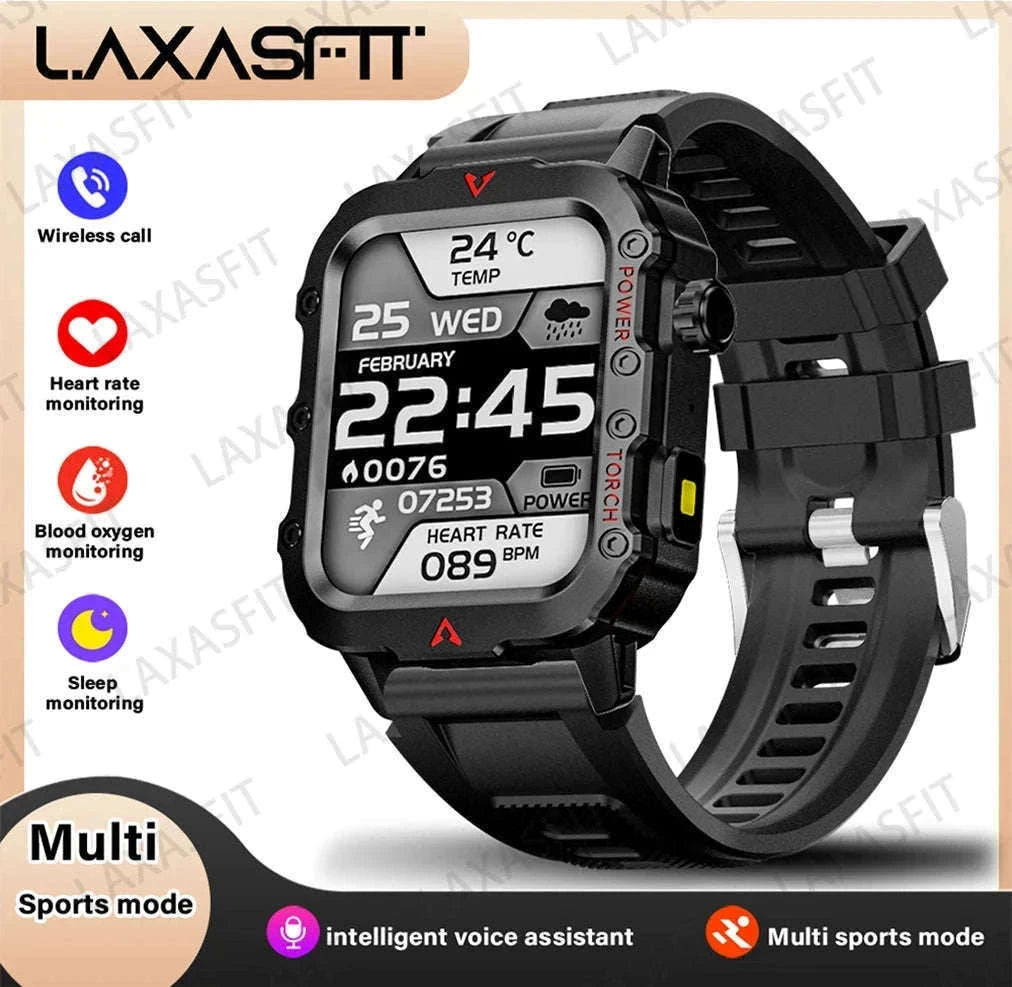 Men's Outdoor Sports Smart Watch with LED Flashlight-Brown