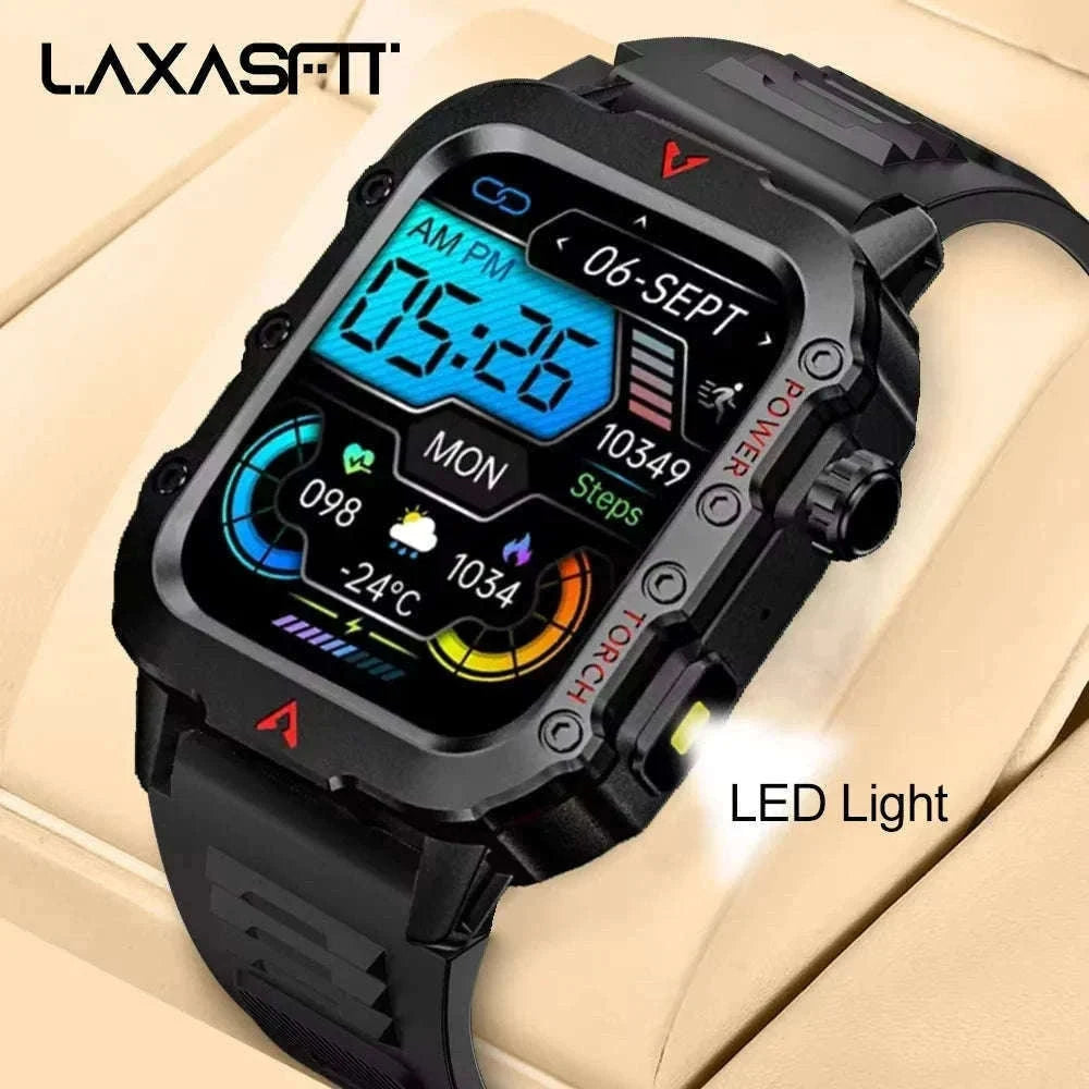 Men's Outdoor Sports Smart Watch with LED Flashlight-Brown