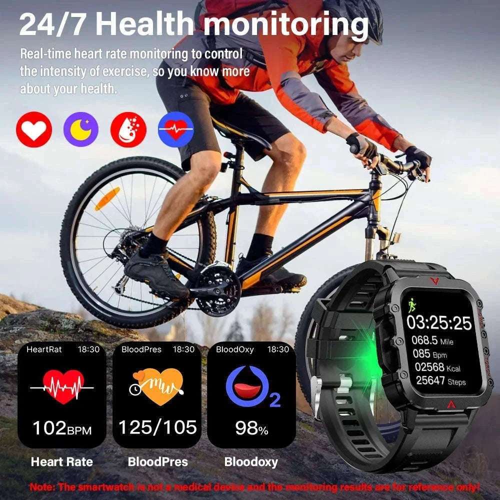 Men's Outdoor Sports Smart Watch with LED Flashlight-Brown