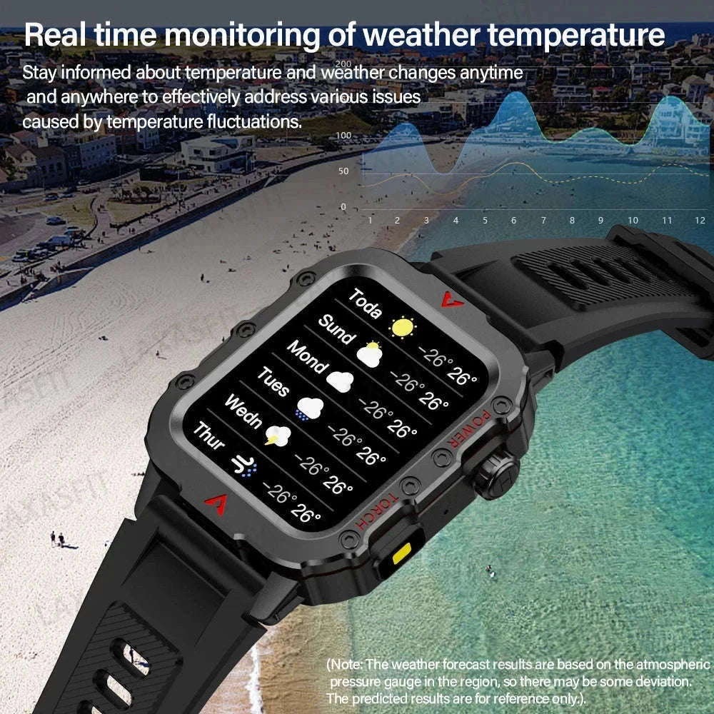 Men's Outdoor Sports Smart Watch with LED Flashlight-Brown