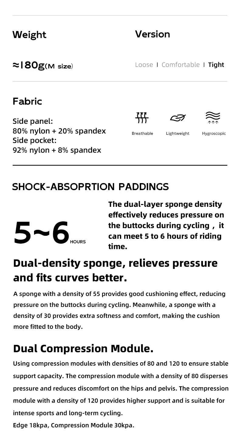 Men’s Padded Cycling Shorts Quick Dry Breathable Bike Tights-YDDK002 / Asia XXL(EUR XL)