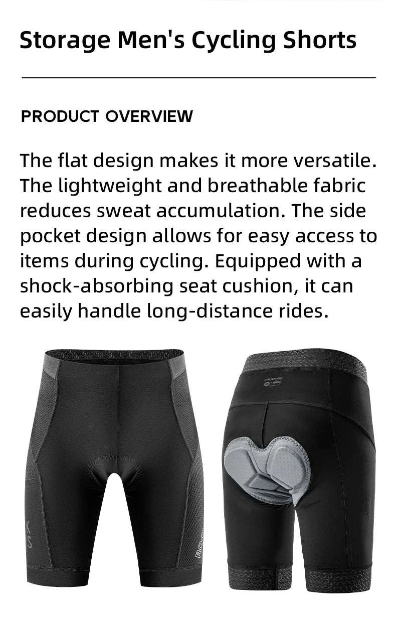 Men’s Padded Cycling Shorts Quick Dry Breathable Bike Tights-YDDK002 / Asia XXL(EUR XL)