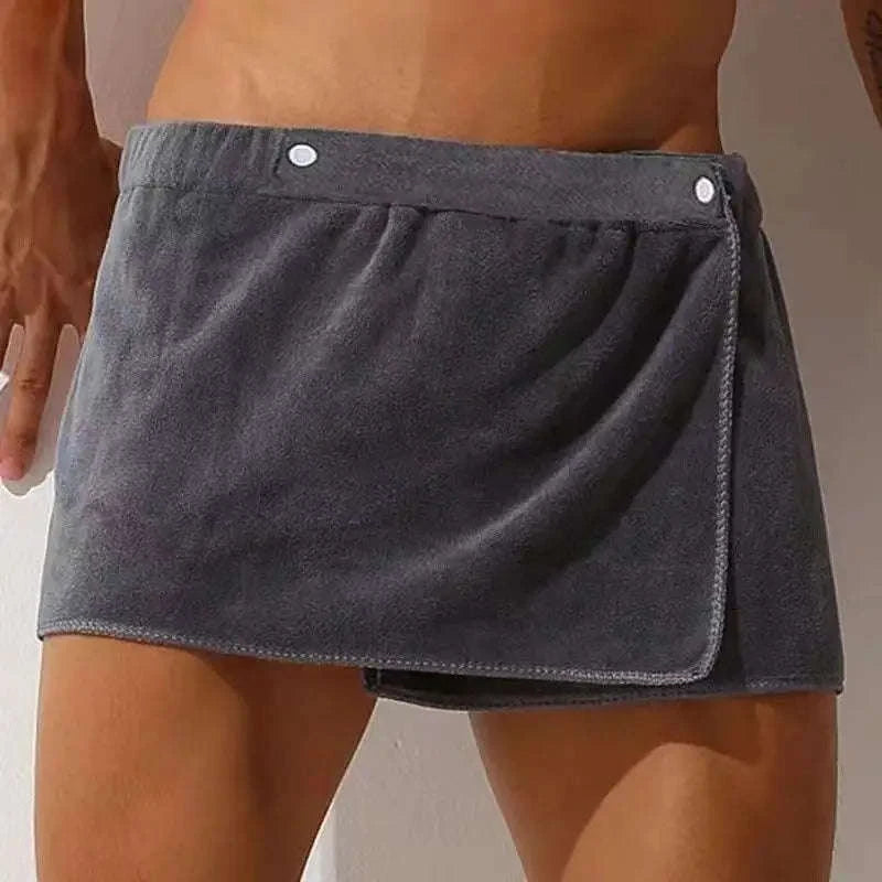 Men’s Quick-Dry Bath Towel Skirt for Beach and Swimming-United States / Gray / 35x140cm|1pc