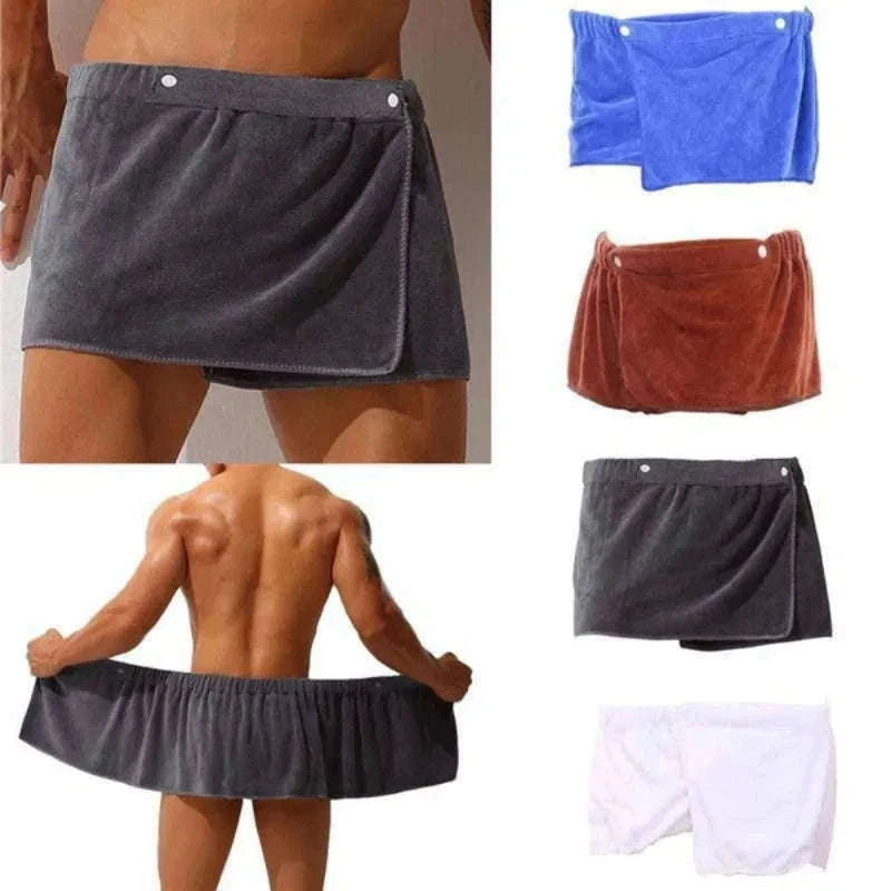 Men’s Quick-Dry Bath Towel Skirt for Beach and Swimming-United States / Gray / 35x140cm|1pc