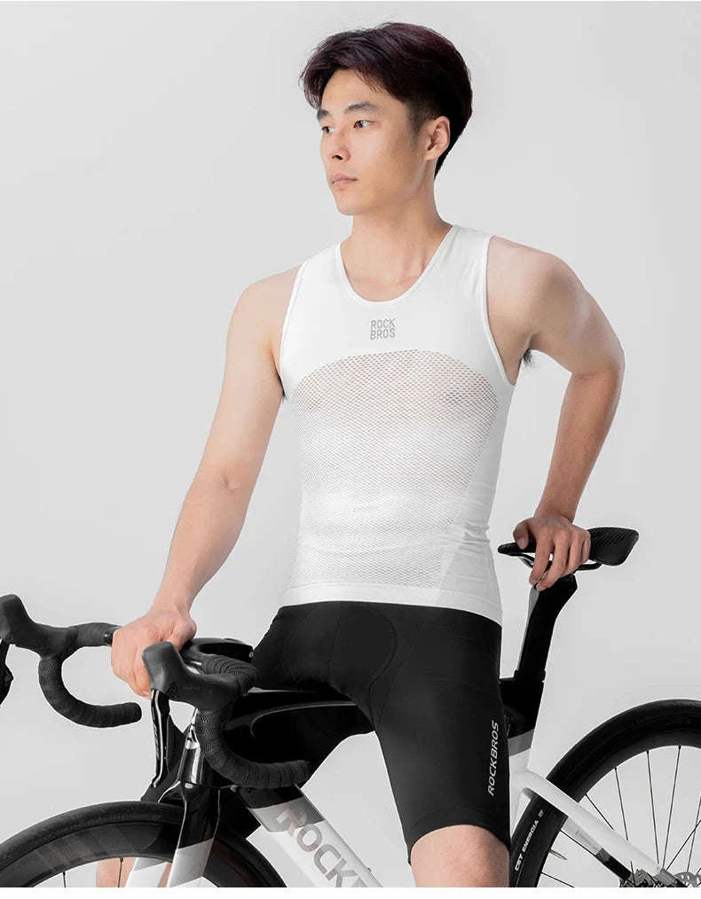 Men’s Quick-Dry Cycling Base Layer Vest Breathable Sleeveless Undershirt-Asia M(EUR S)