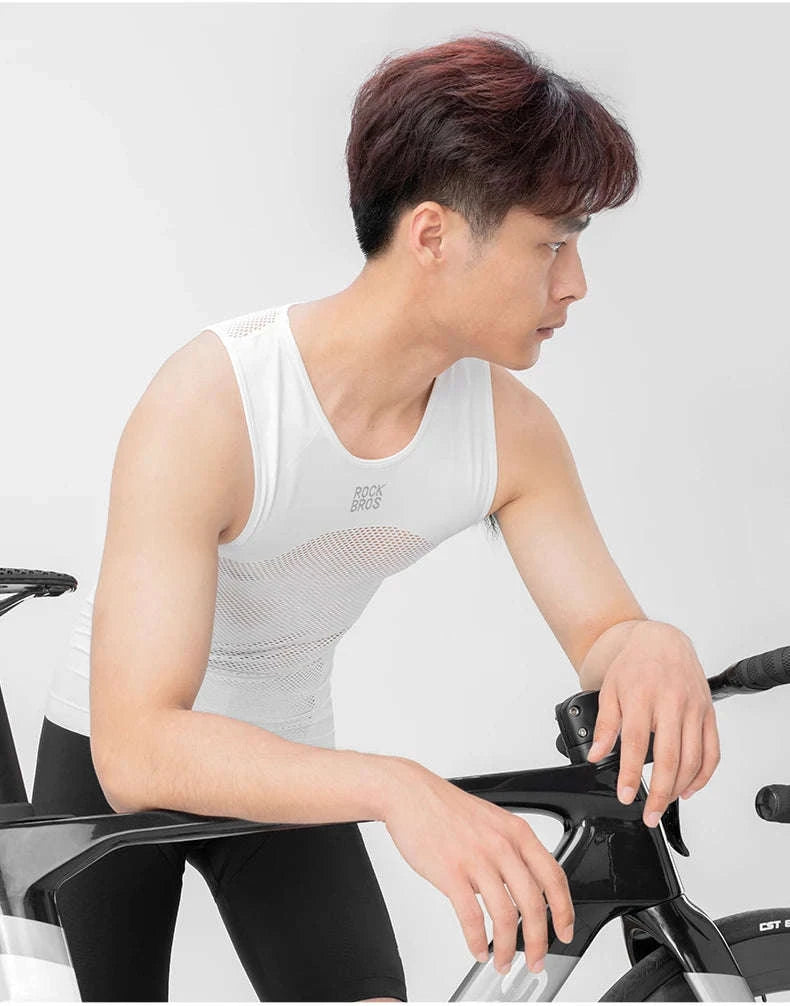 Men’s Quick-Dry Cycling Base Layer Vest Breathable Sleeveless Undershirt-Asia M(EUR S)