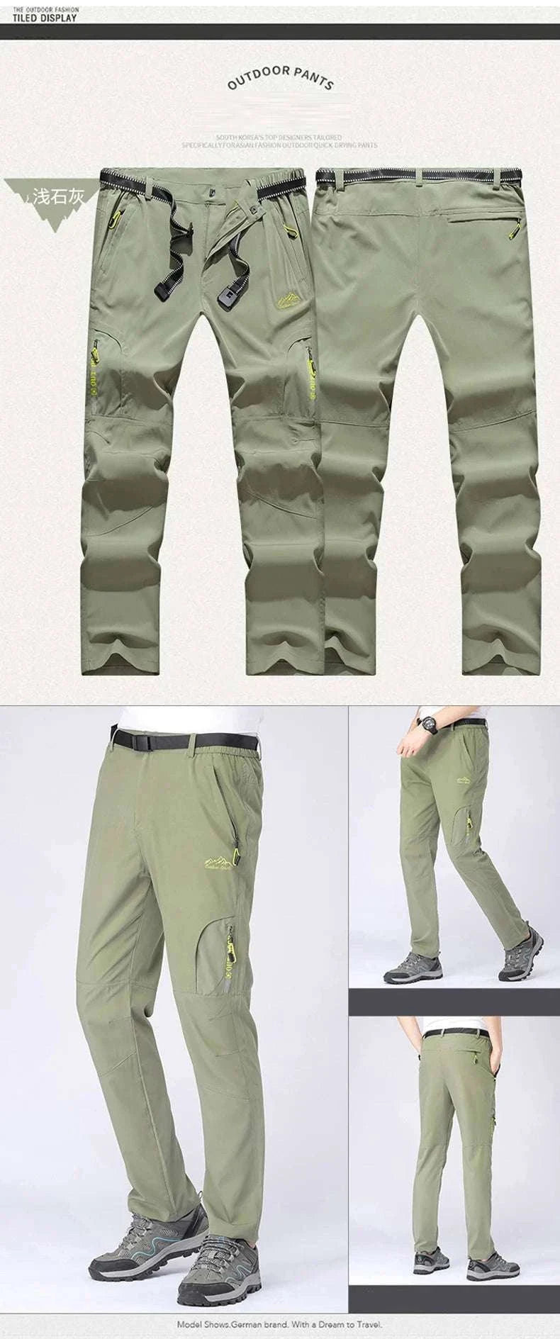 Men’s Quick Dry Hiking Pants Stretch Waterproof Multi Pocket-Dark Grey / Asian XXXL 85kg-90kg