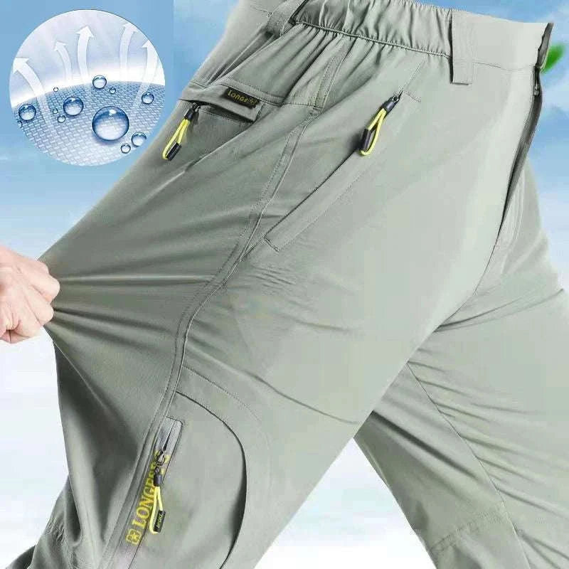 Men’s Quick Dry Hiking Pants Stretch Waterproof Multi Pocket-Dark Grey / Asian XXXL 85kg-90kg