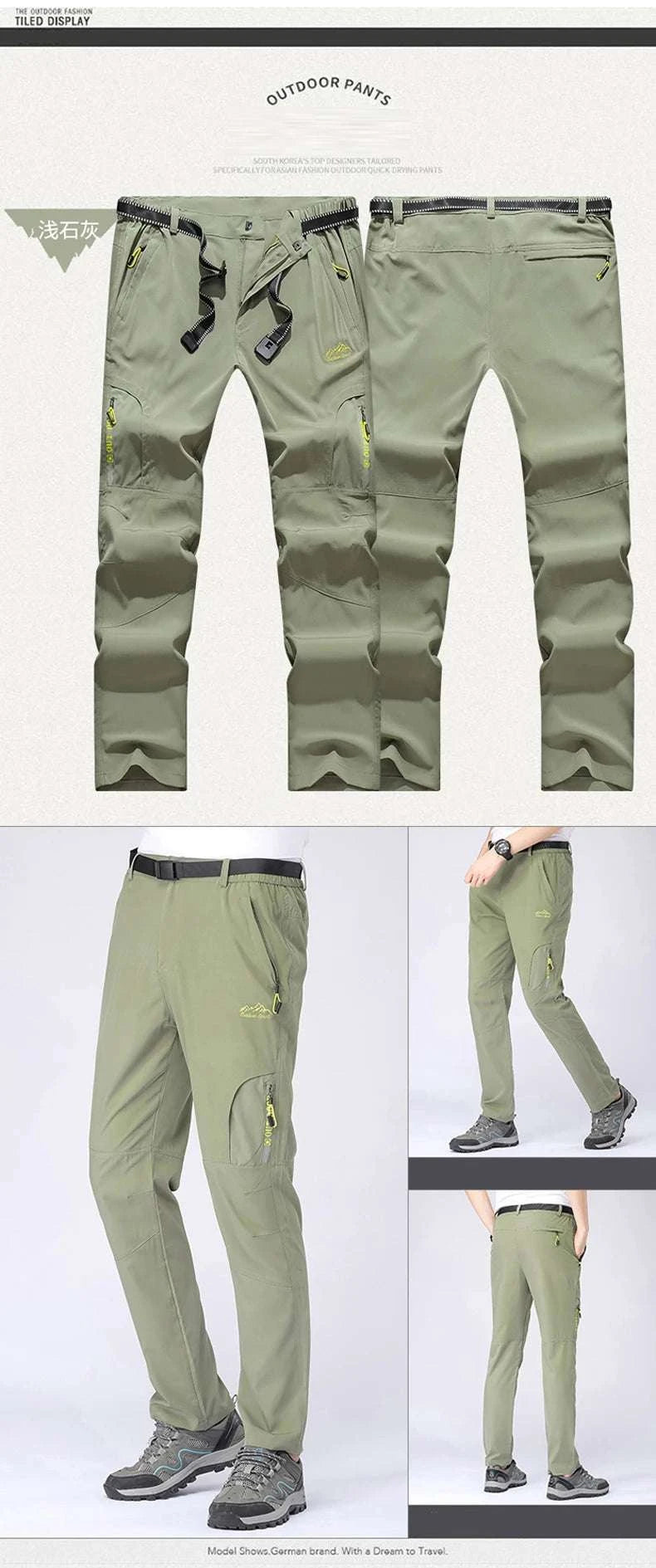 Men’s Quick Dry Hiking Pants Stretch Waterproof Multi Pocket-Dark Grey / Asian XXXL 85kg-90kg