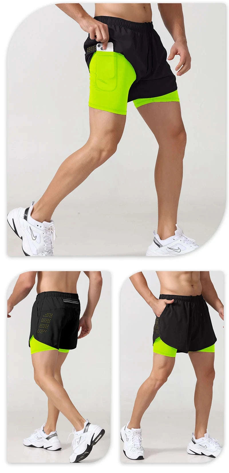 Men’s Quick-Dry Running Shorts – Double-Layer Workout-Sky Blue / L(70-80kg)