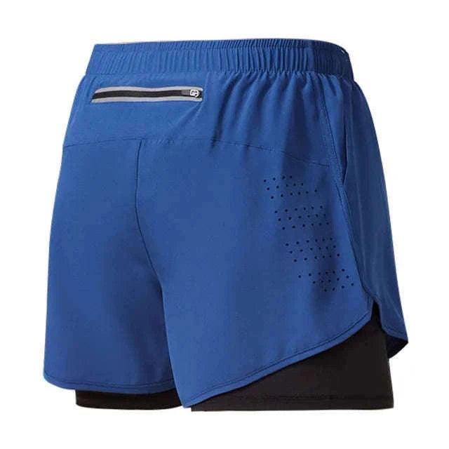 Men’s Quick-Dry Running Shorts with Double-Layer Support-Sky Blue / L(70-80kg)