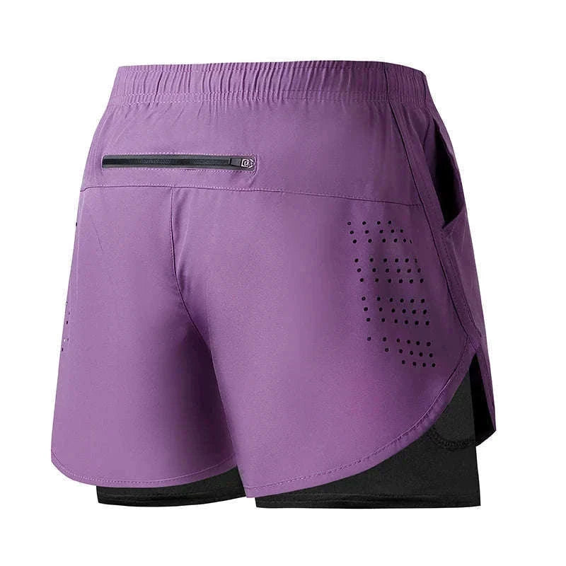 Men’s Quick-Dry Running Shorts with Double-Layer Support-Sky Blue / L(70-80kg)