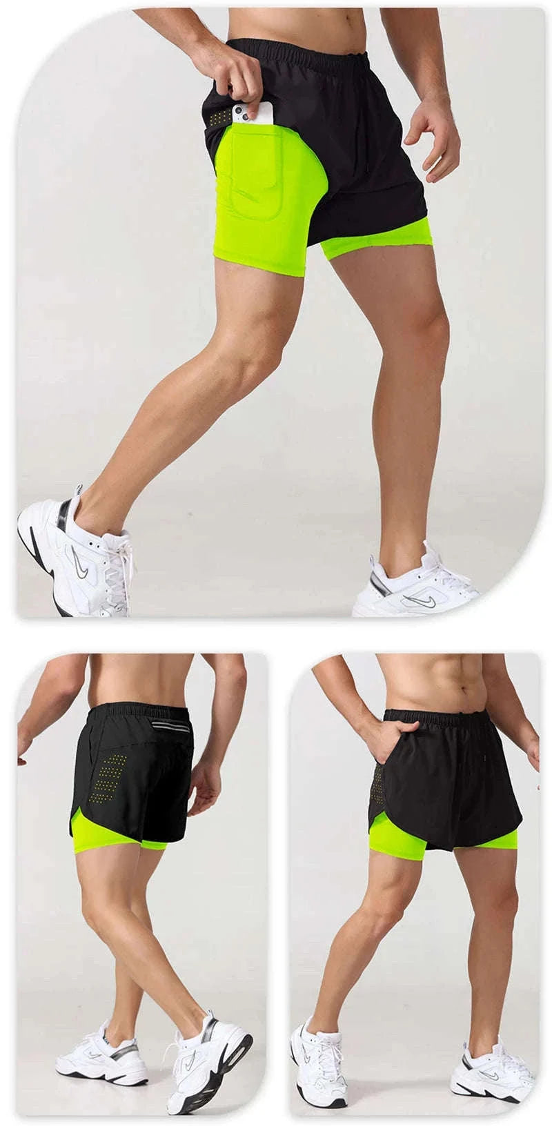 Men’s Quick-Dry Running Shorts with Double-Layer Support-Sky Blue / L(70-80kg)